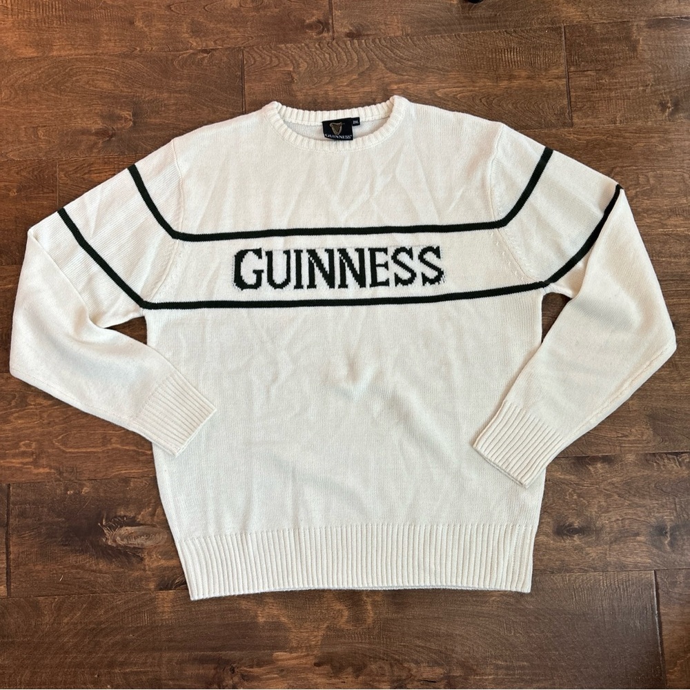 Guinness Crew Neck Pullover Sweater Off White Green Men’s Sz 2XL NWOT